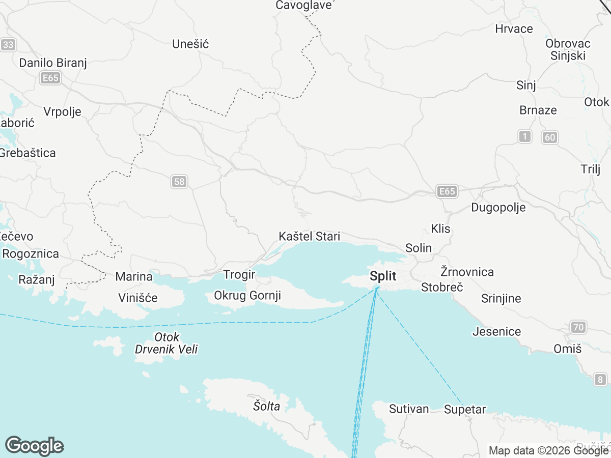 Location of Villa Marina Kaštel