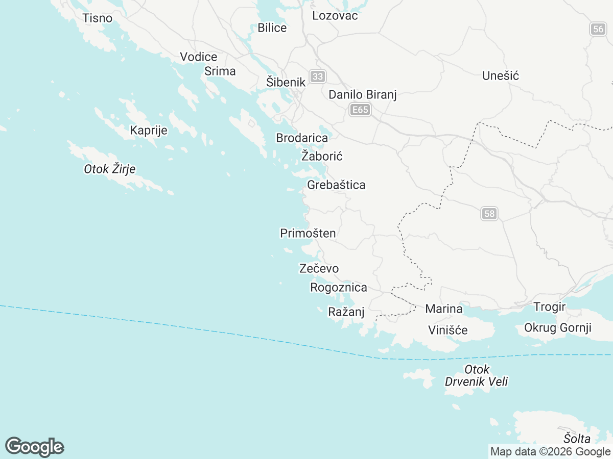 Location of Villa Luce Primošten