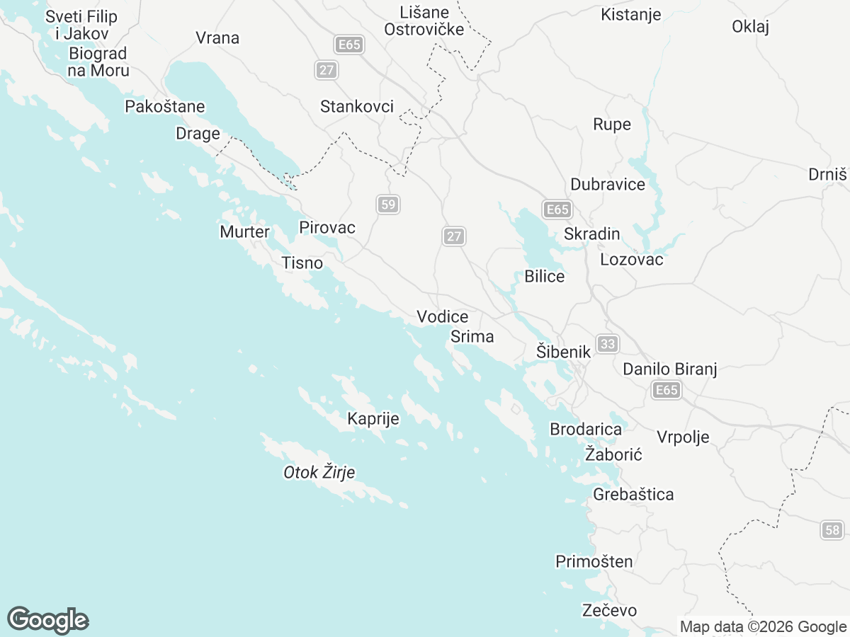 Location of Villa Beluna Vodice