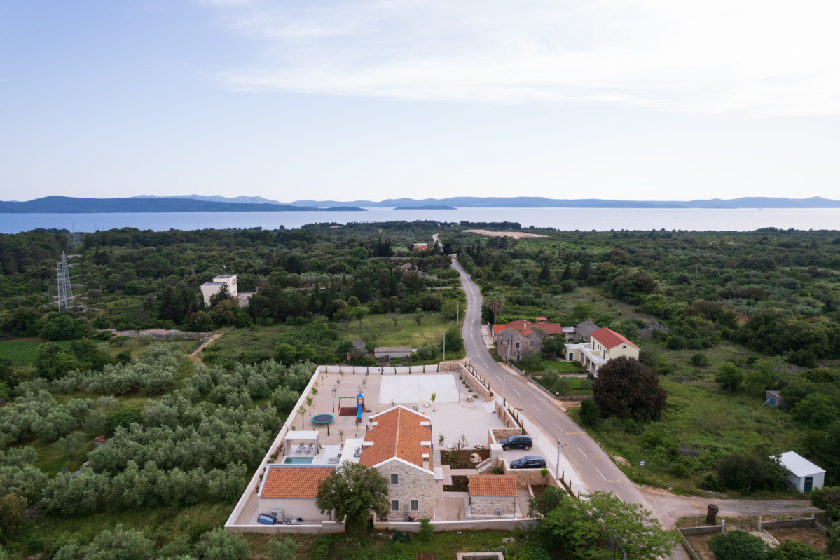 Aerial view of Villa Utopia on Ugljan island